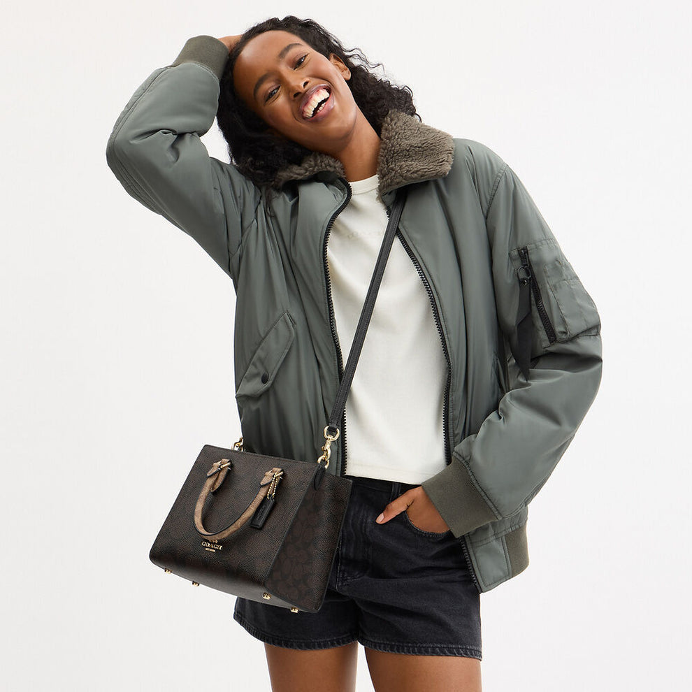 Coach Maggie Small Tote Bag In Blocked Signature Canvas