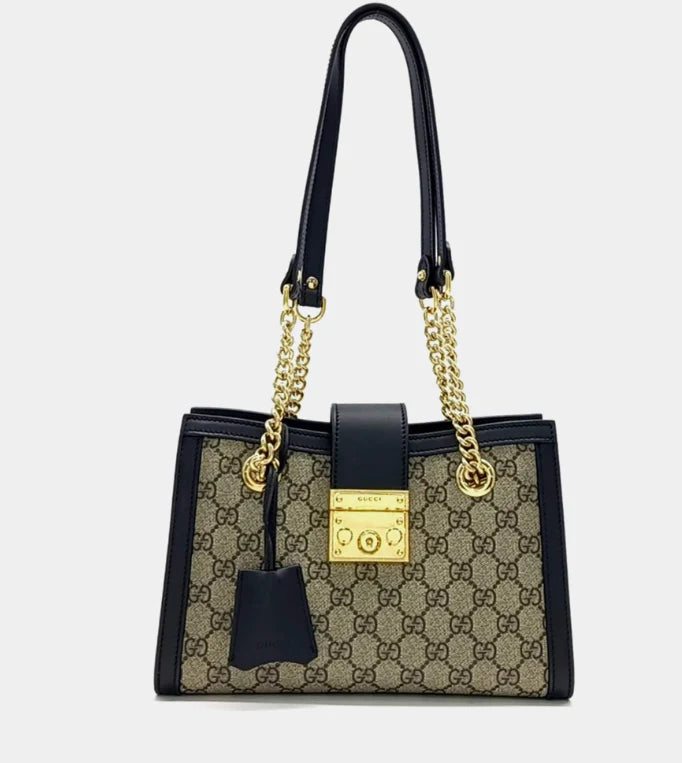 Gucci Supreme Canvas and Leather Small Padlock Tote