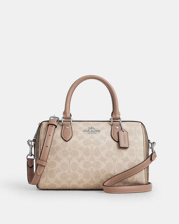 Coach Mini Rowan Satchel Bag In Blocked Signature Canvas