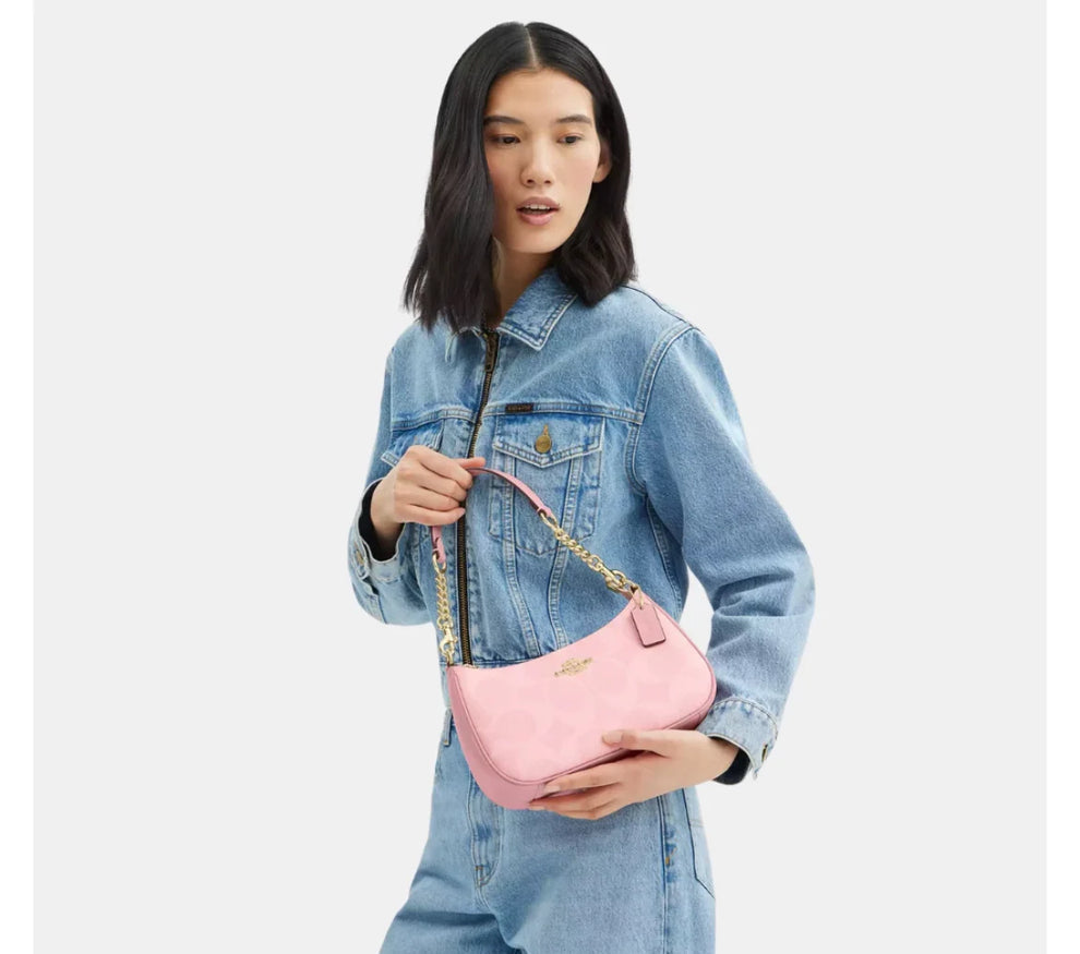 Coach Teri Shoulder Bag In Signature Canvas (Powder Pink)