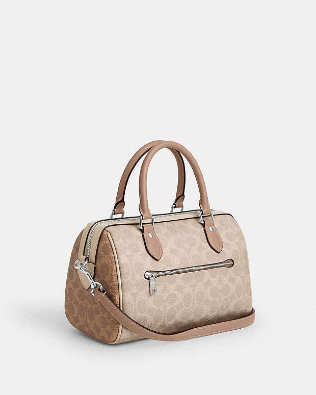 Coach Mini Rowan Satchel Bag In Blocked Signature Canvas