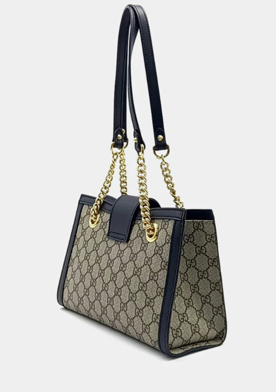 Gucci Supreme Canvas and Leather Small Padlock Tote