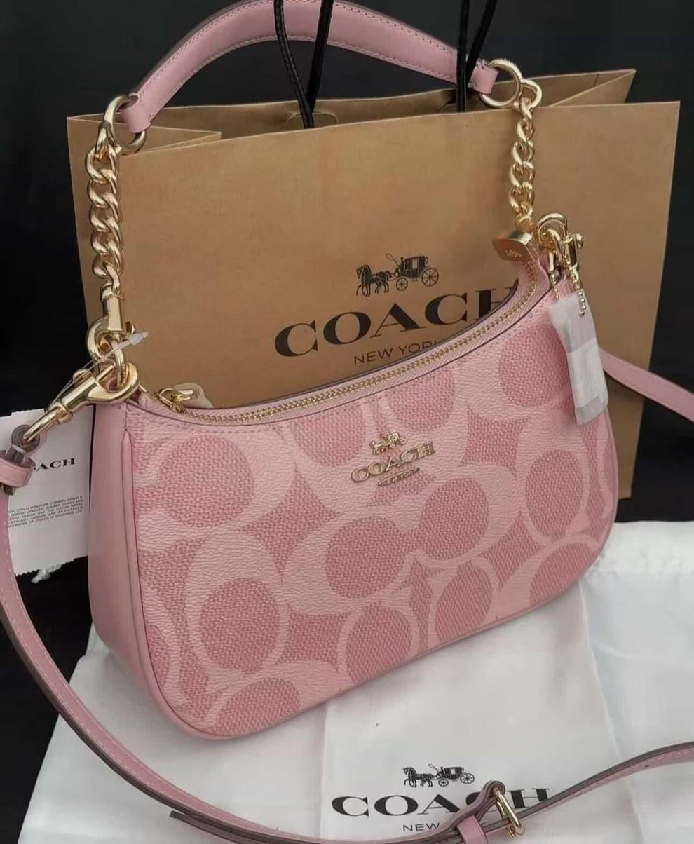 Coach Teri Shoulder Bag In Signature Canvas (Powder Pink)