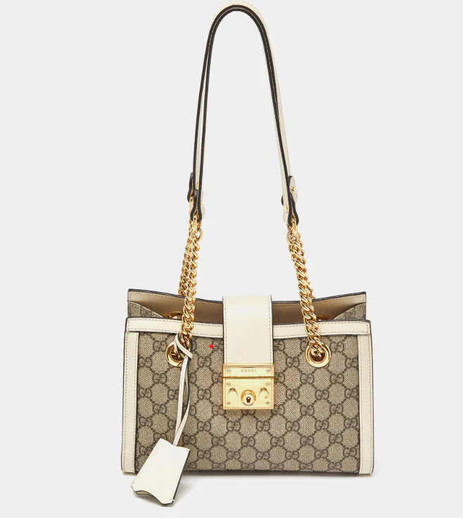 Gucci Supreme Canvas and Leather Small Padlock Tote