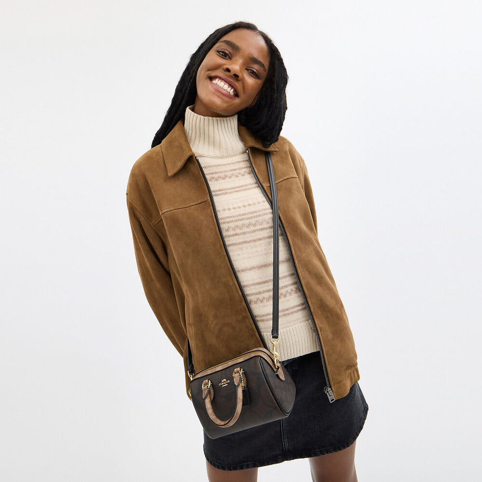 Coach Mini Rowan Crossbody Bag In Blocked Signature Canvas